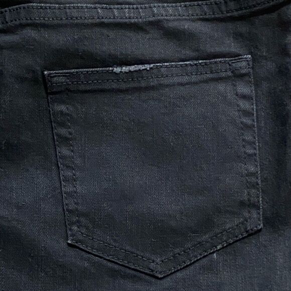 Pierre Balmain Black Distressed Denim Mini Skirt Leather Braided Accents US 6 - Picture 6 of 8